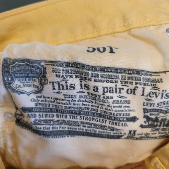 Levi's 501 Yellow Jeans Size 30 x 25.5 - Picture 3 of 4